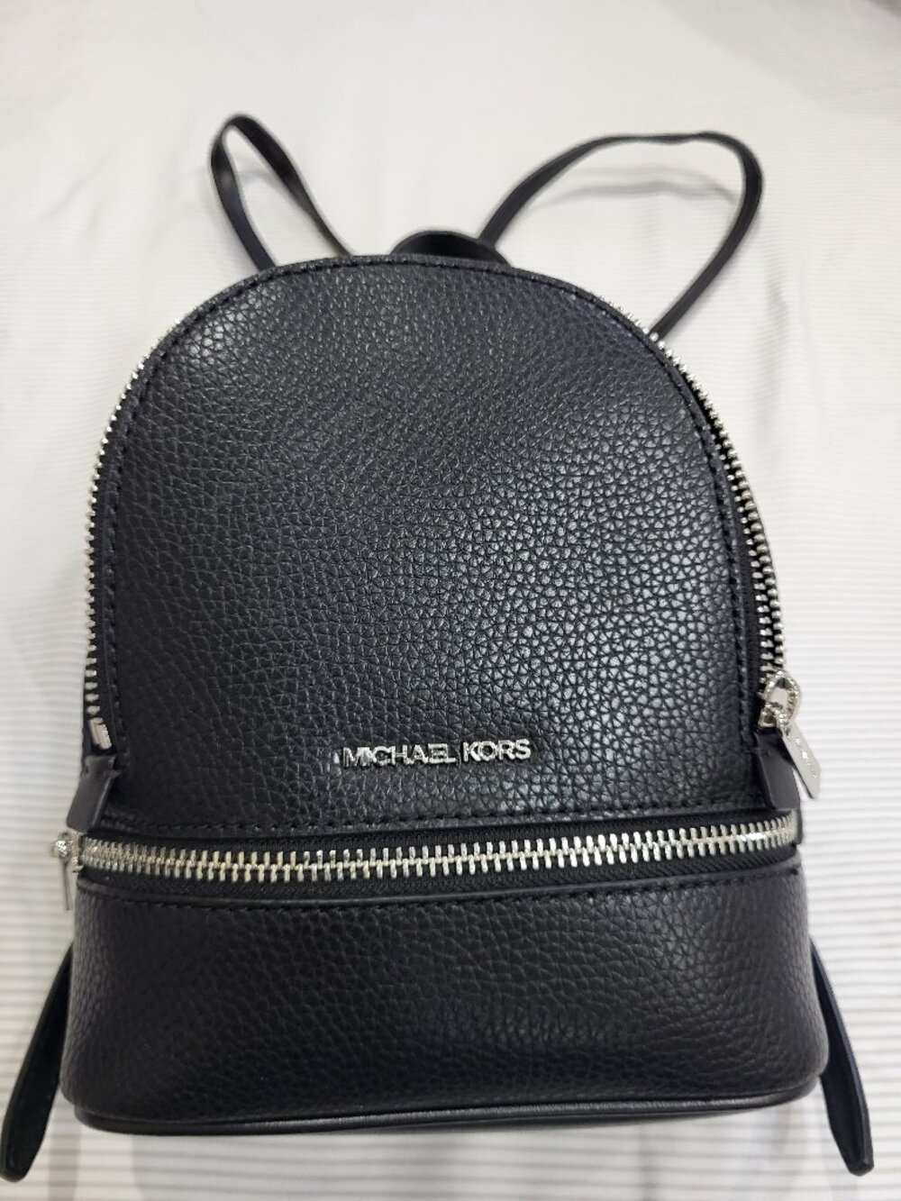 Michael Kors Black Mini Backpack Purse with Silver-Tone Hardware